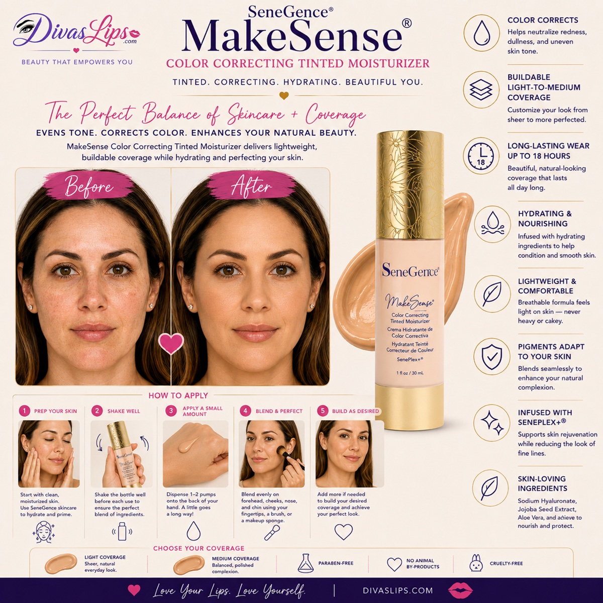 MakeSense® Color Correcting Tinted Moisturizer Before After
