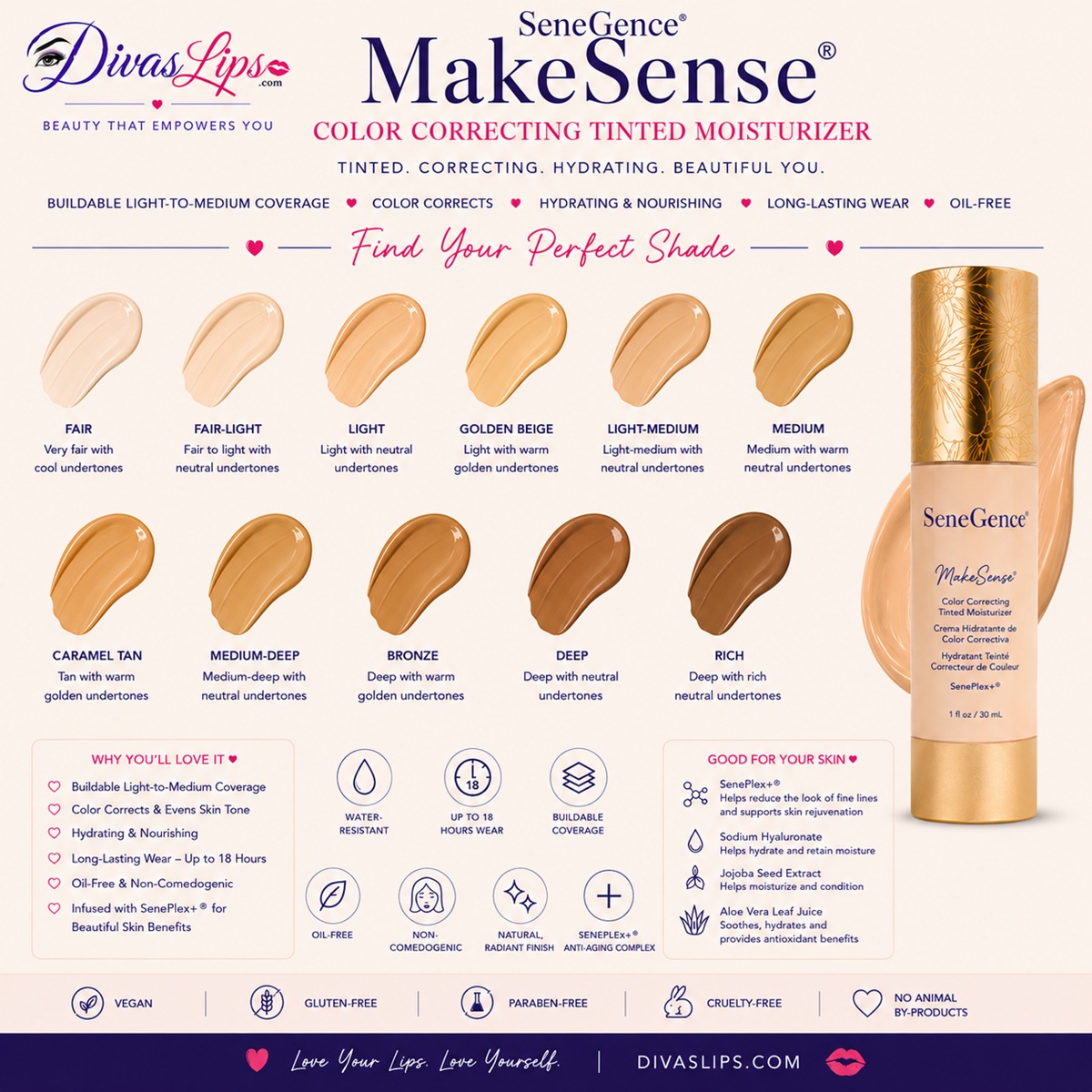 MakeSense® Color Correcting Tinted Moisturizer Swatches