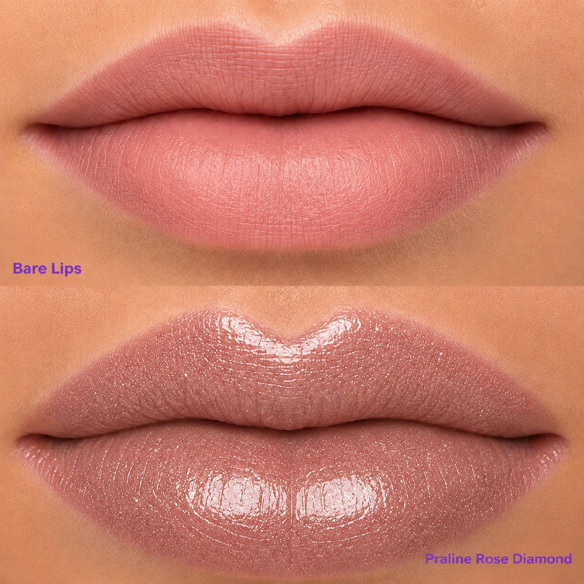 Praline Rose Diamond LipSense before After