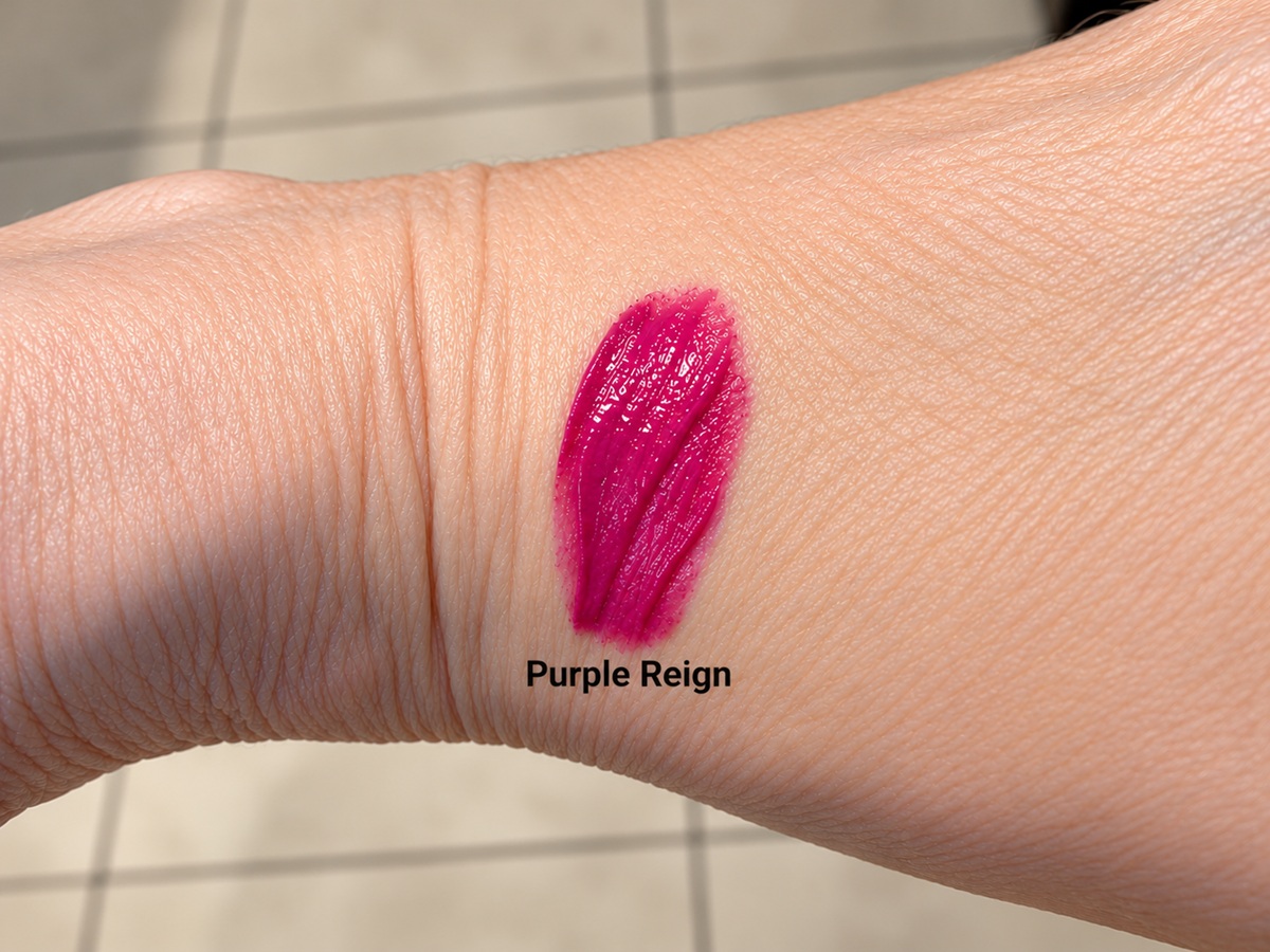 Purple Reign LipSense berry-purple color swatch applied to skin