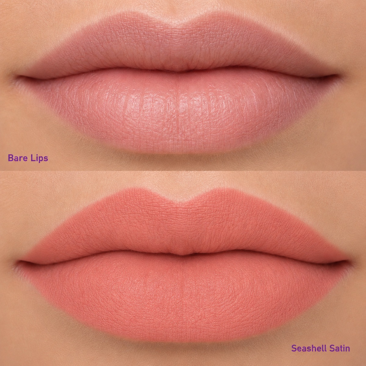 Seashell Satin Cream LipSense (Hydramatte) Lip Color is a warm peachy nude with a soft glowy finish that can last up to 6 hours
