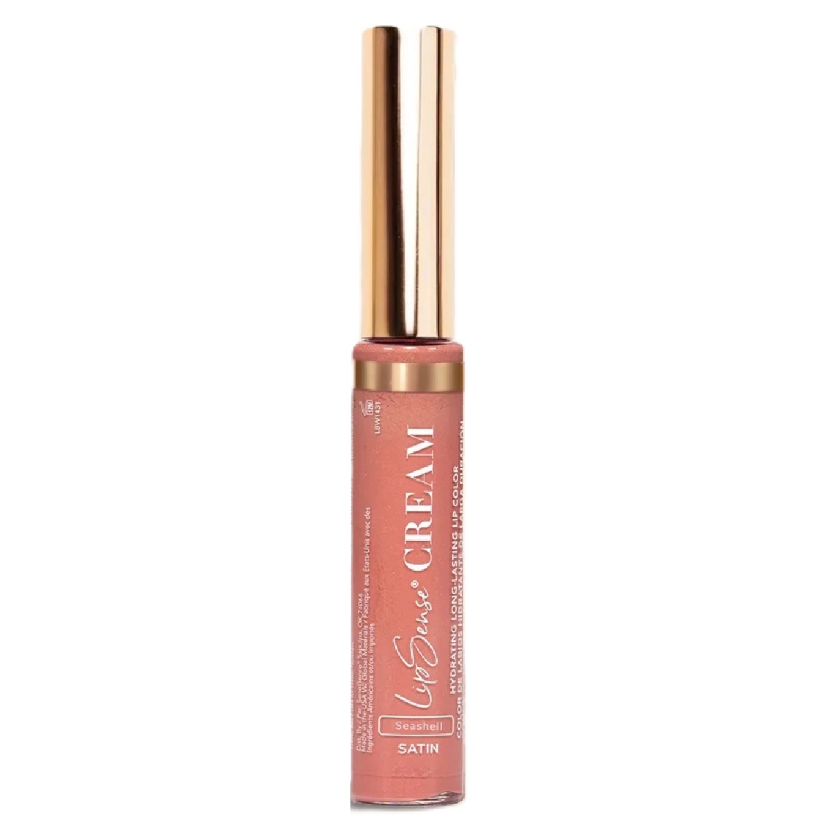 Seashell Satin Cream LipSense (Hydramatte) Lip Color is a warm peachy nude with a soft glowy finish that can last up to 6 hours