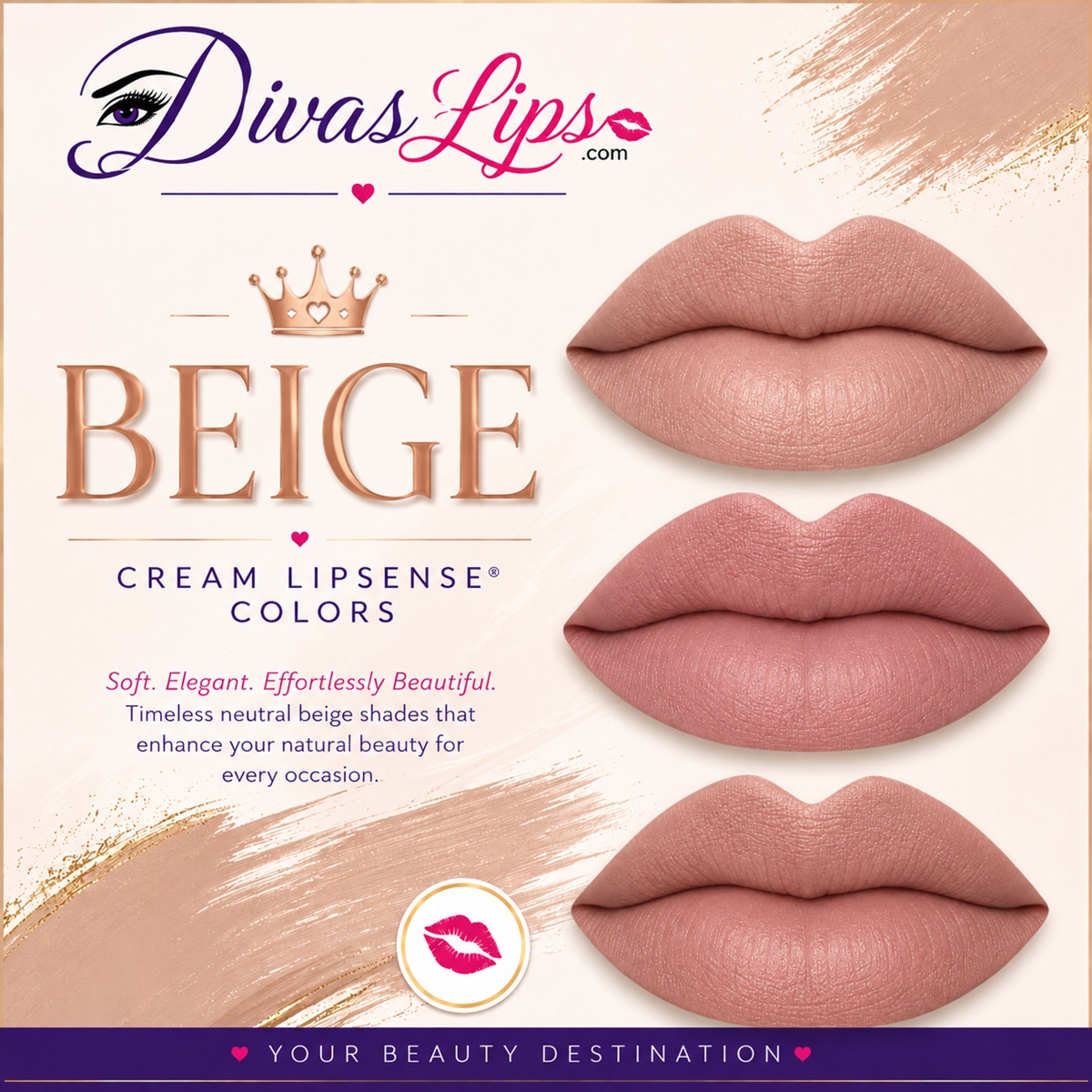 Beige Cream LipSense colors by SeneGence at DivasLips