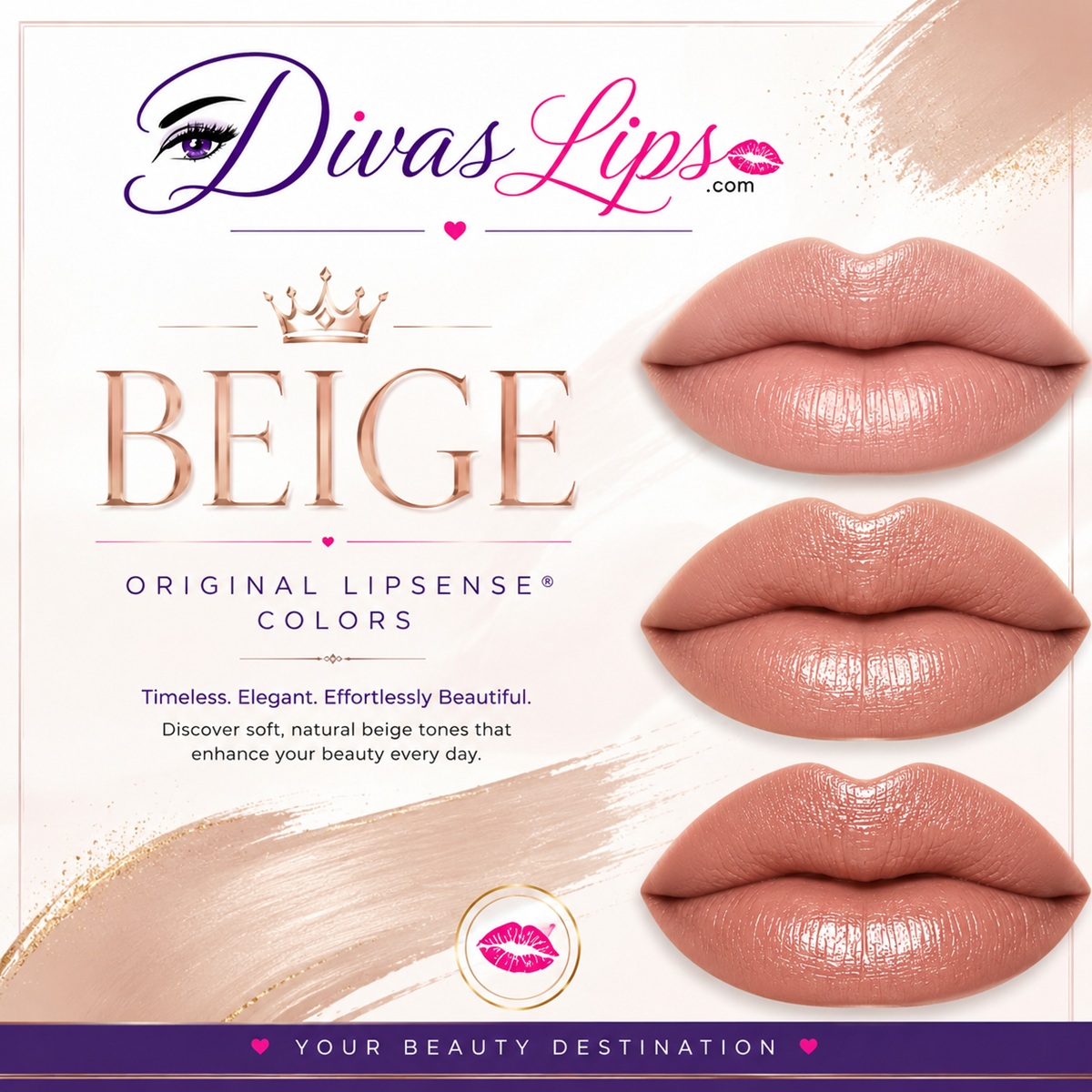 Beige Original LipSense colors by SeneGence at DivasLips
