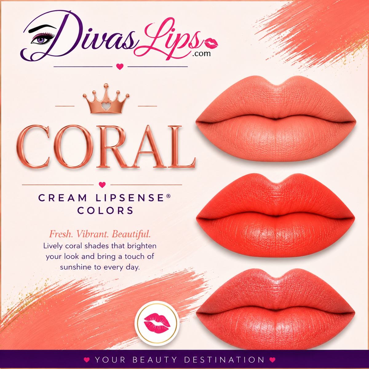 Coral Cream LipSense colors by SeneGence at DivasLips