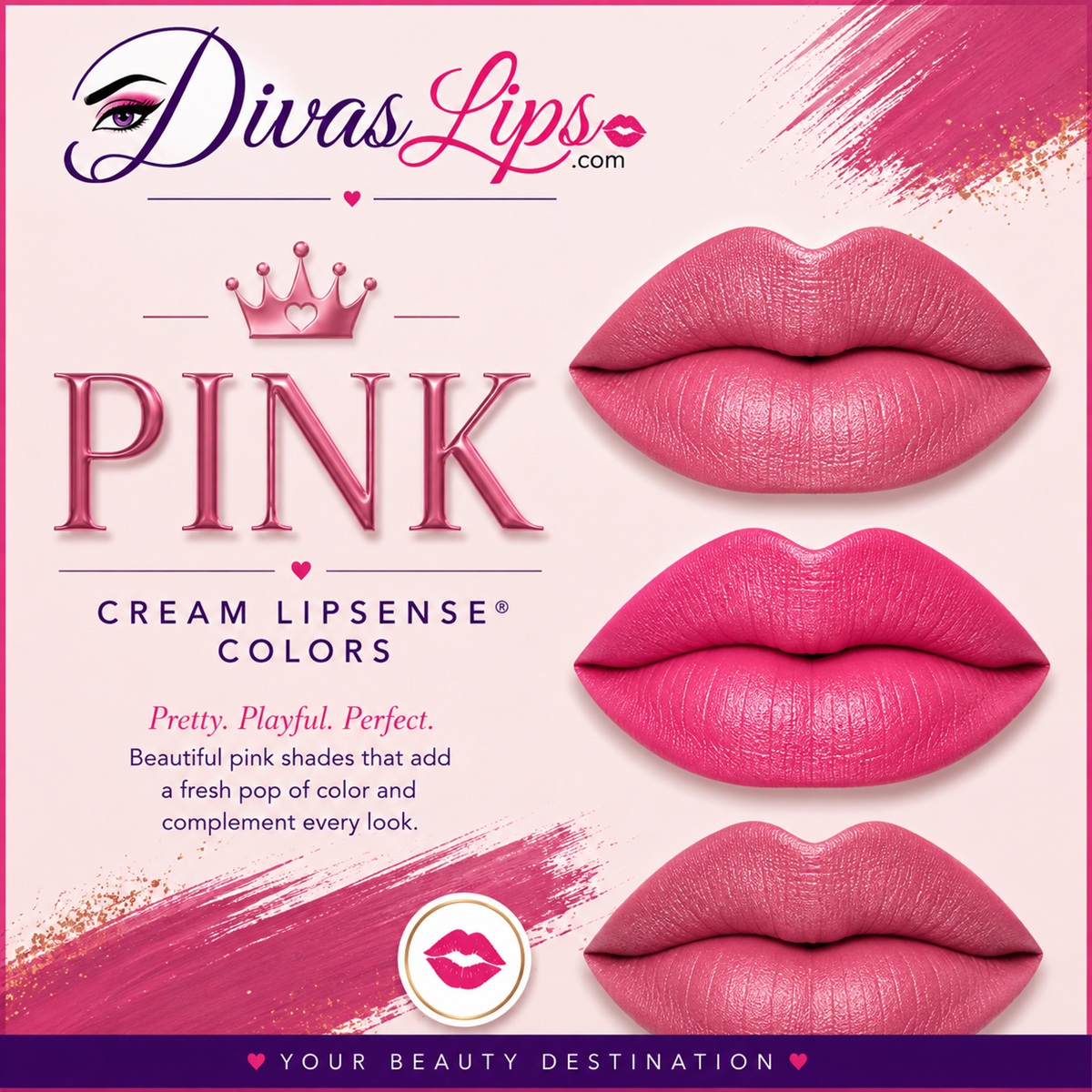 Pink Cream LipSense colors by SeneGence at DivasLips