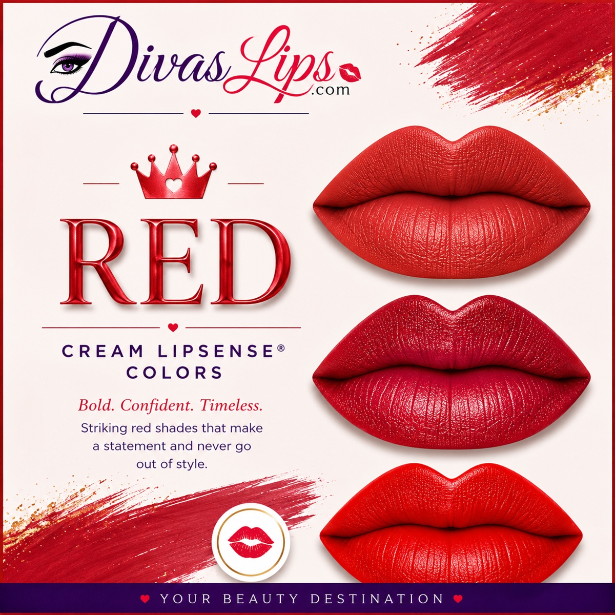 Red Cream LipSense colors by SeneGence at DivasLips