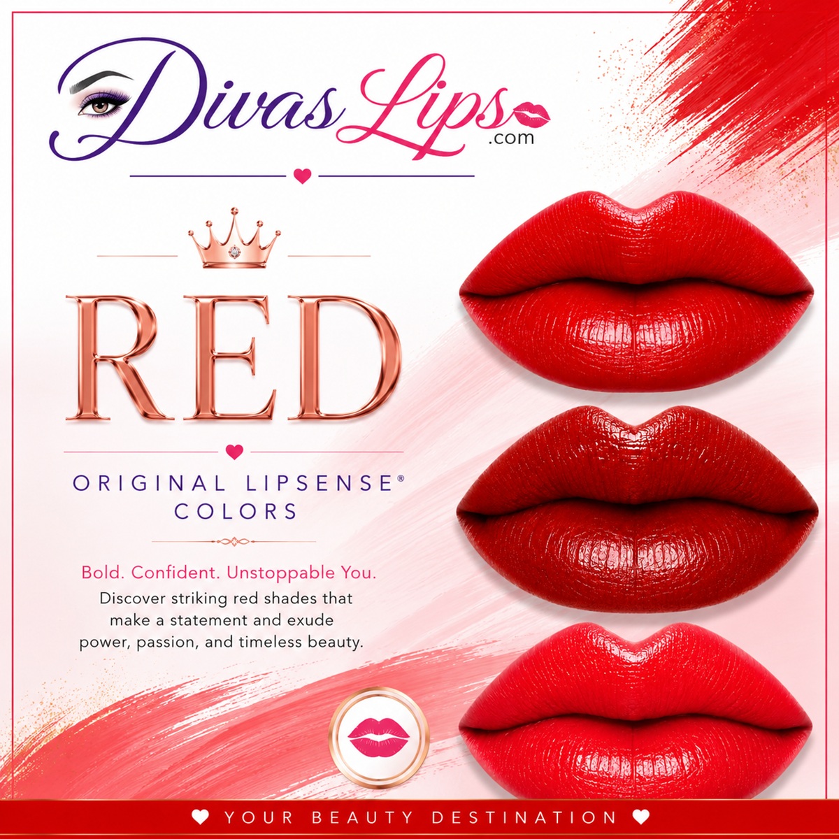 Red Original LipSense colors by SeneGence at DivasLips