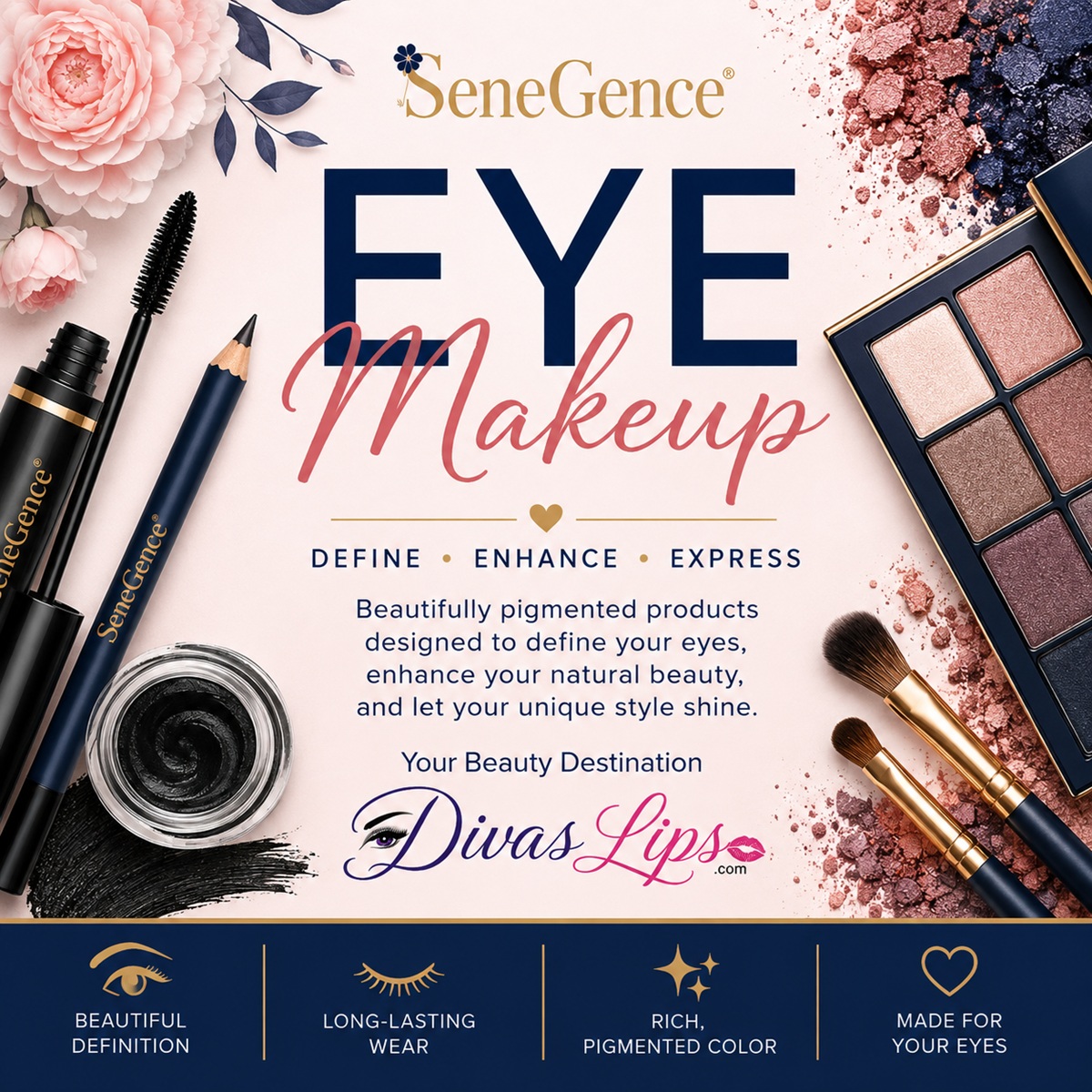 SeneGence Eye Makeup at DivasLips – mascara, eyeliner and eye shado