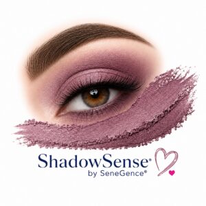 Mauve ShadowSense eye makeup with mauve pigment swatch by SeneGence