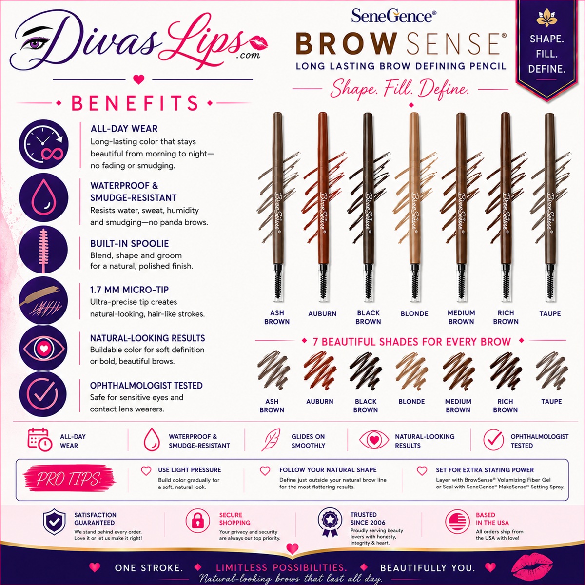BrowSense Long Lasting Brow Defining Pencil benefits