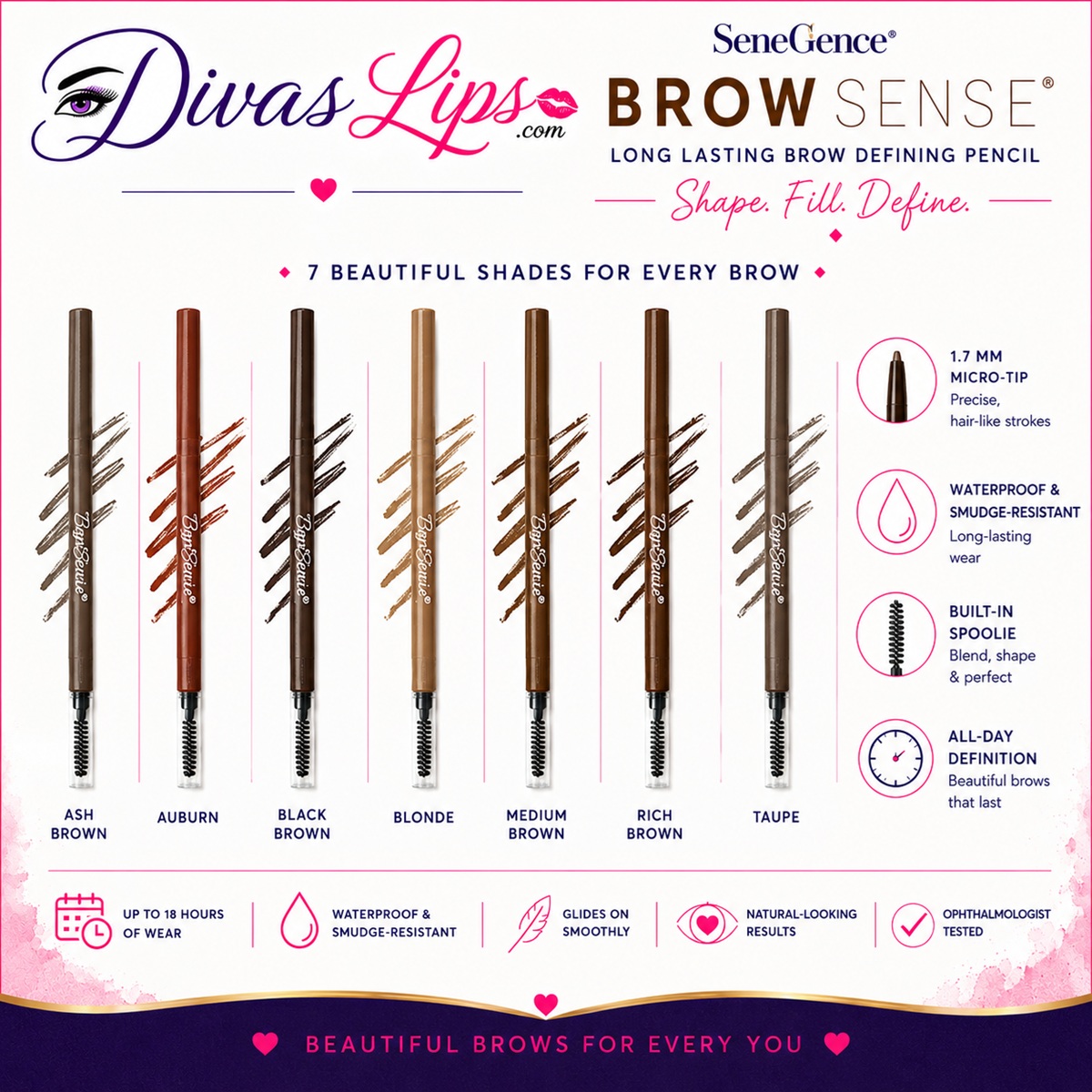 BrowSense Long Lasting Brow Defining Pencil in 7 shades