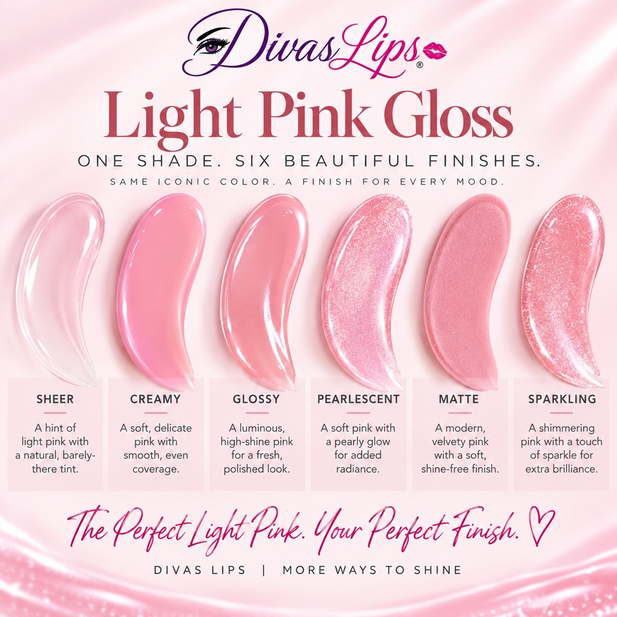 Light Pink LipSense Gloss shades by DivasLips