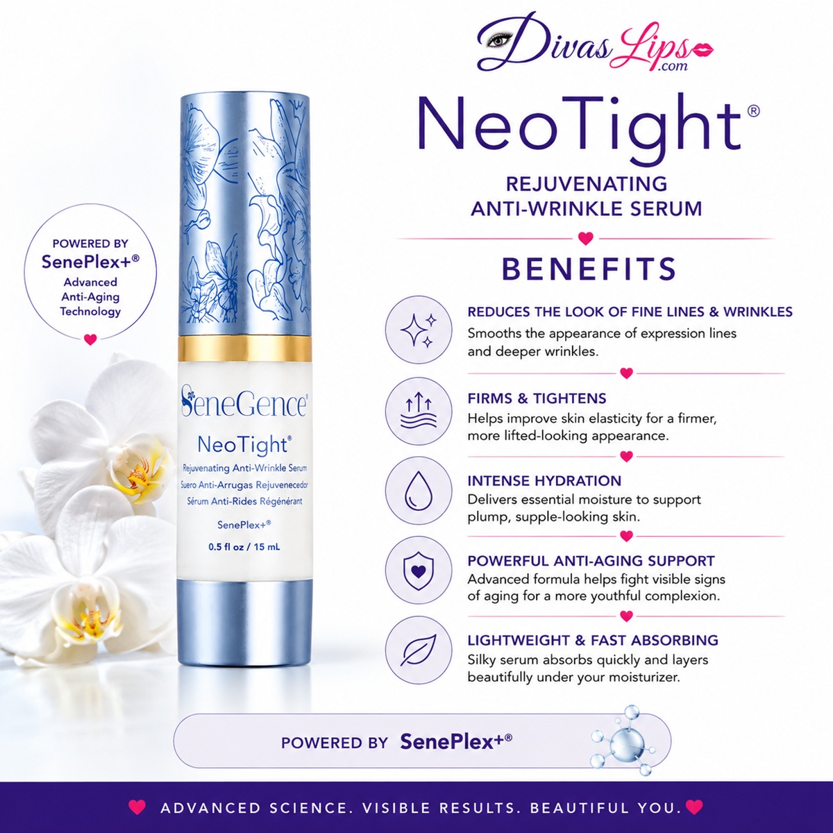 SeneGence NeoTight benefits for fine lines wrinkles and firmer-looking skin
