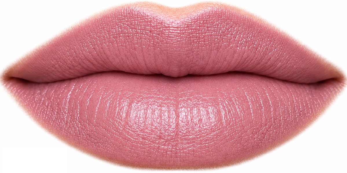 Close-up of lips wearing Milk Blush LipSense Cream neutral-to-cool soft pink matte lipstick