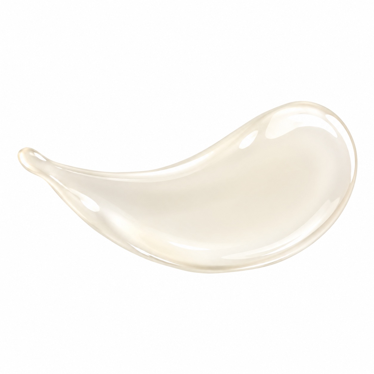 Translucent ivory Nangai Oil facial oil swatch in a teardrop shape on white background