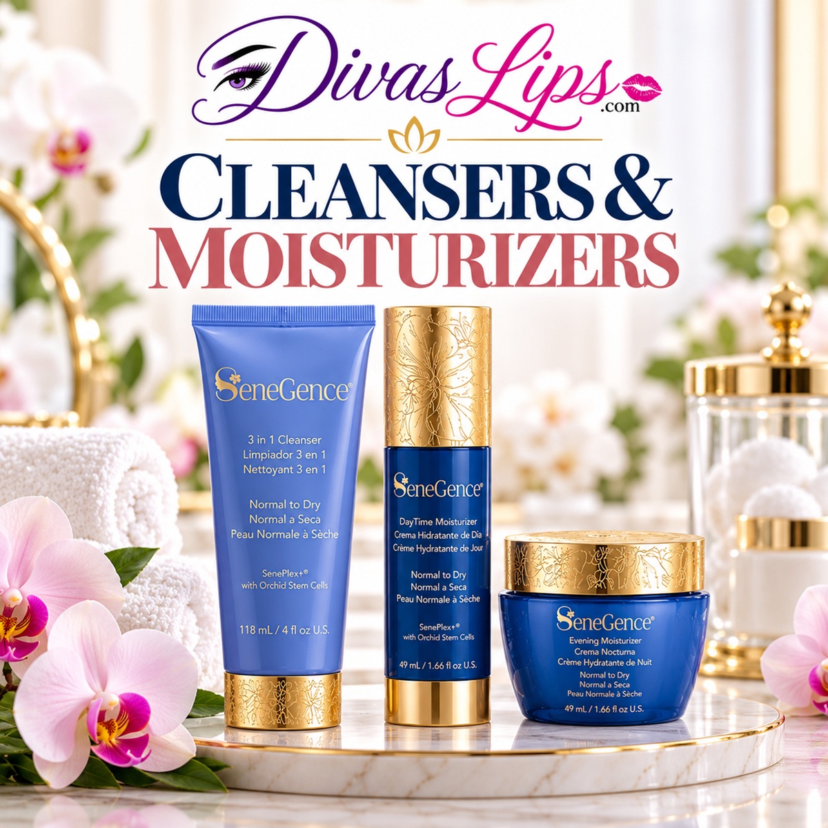 SeneGence Cleansers and Moisturizers featuring Normal to Dry skincare products